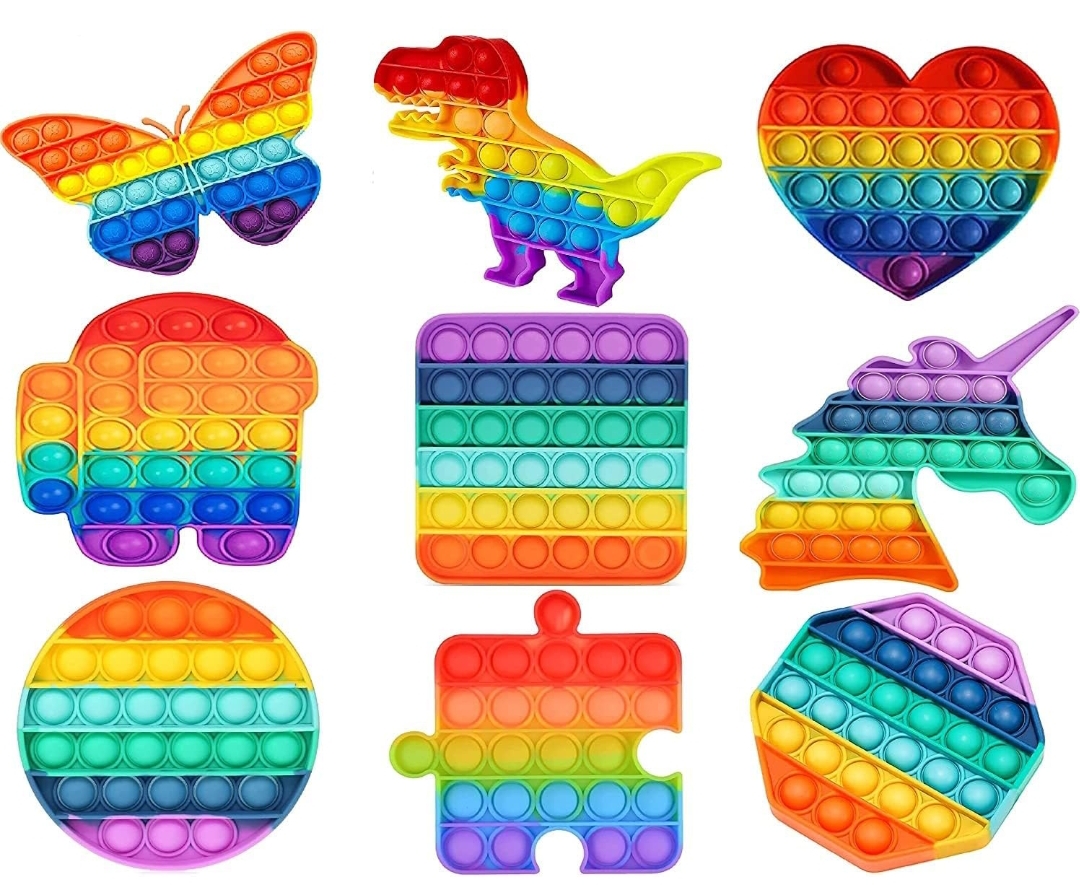 VGRASSP Pop It Fidget Sensory Toys, Stress Relief Silicone Pressure Relieving, Squeeze Novelty Gifts for Kids Children Adults - Pack of 1  - Color as Per Stock (Random Design)