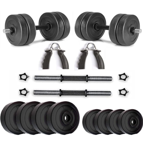 FitBox Sports Dumbbells Combo Weigth Plates &amp; Hand Grips 10kg, Black