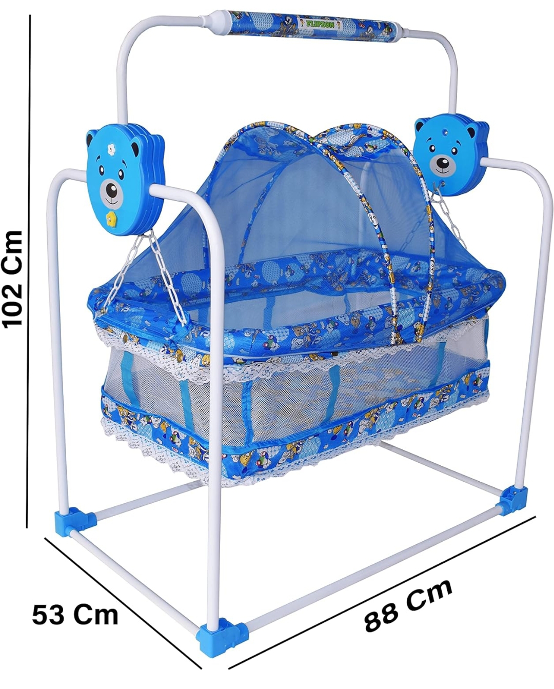 Premium New Born Baby Sleep Swing Cradle/Jhula/Palna/Bed/Baby Bedding with Mosquito Net and Cradle for 0-13 Months Baby Boys and Girls (Blue)