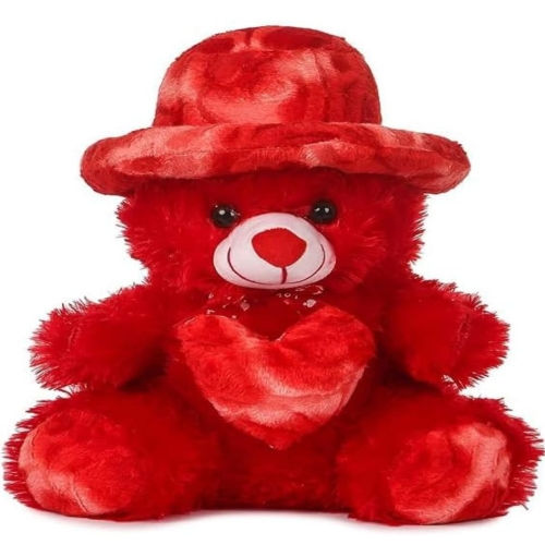 ZOOMIQUE Red Color 30 Cm Red Cap Teddy Bear with Heart for Kids and Toddlers 30 Cm - (30 Cm Red Cap Teddy Bear