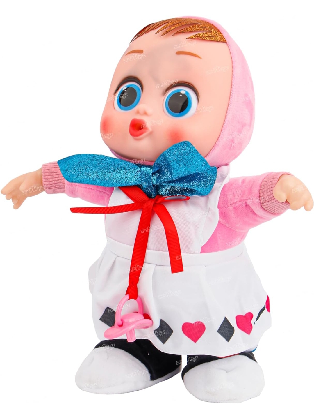 Zest 4 Toyz Musical Cry Baby Hopping Walking Baby Dancing Crying Doll with Pacifier - White Pink